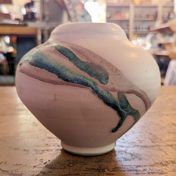 Charles Focht Tucson Southwest Pink/Blue Studio Art Pottery Gourd Vase Unsigned - Picture 7 of 11